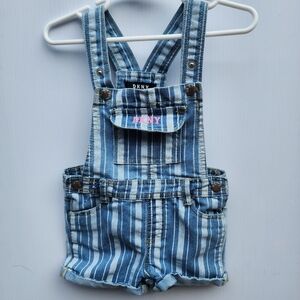 DKNY Girls Striped Overalls, Short Overalls